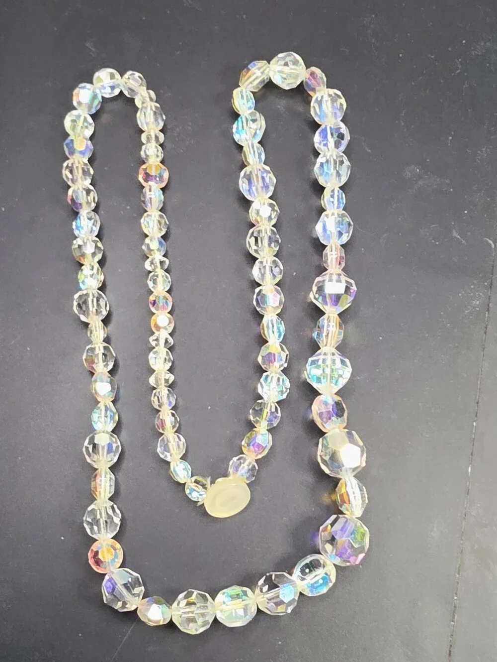 Aurora Crystal Bead Necklace - Iridescent Clear